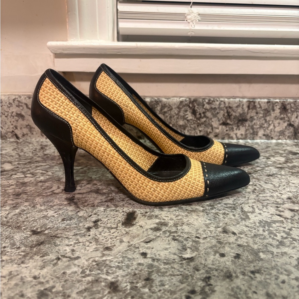 Prada Raffia Cap Toe Pumps Size 36 - image 3